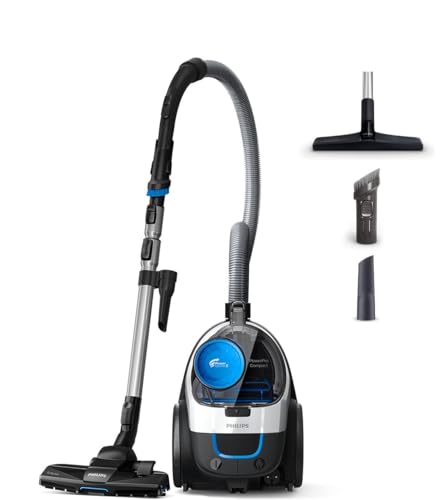 Philips PowerPro Compact FC9332/09 - Aspirador con Sistema Ciclonico sin Bolsa, Deposito 1.5 L, Filtro Antialergias, Facil de Limpiar